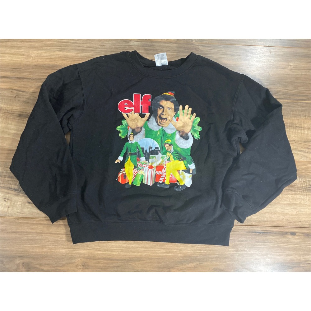 Women's Size M(7/9) Elf Christmas‎ Crew Neck Sweater